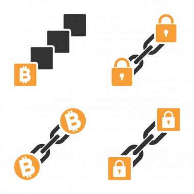 Bitcoin Blockchain vektör Icon Set