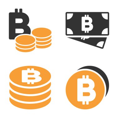 Bitcoin nakit vektör Icon Set