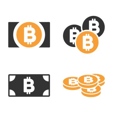 Bitcoin nakit vektör Icon Set