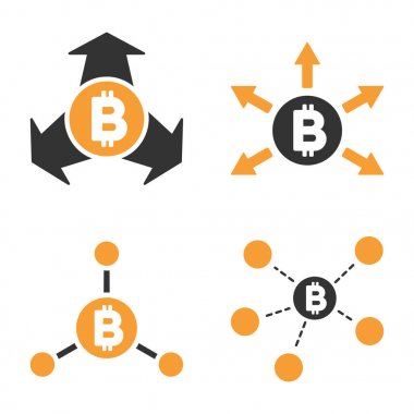 Bitcoin Fişleri Paraya Çevirme vektör Icon Set