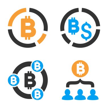 Bitcoin işbirliği vektör Icon Set