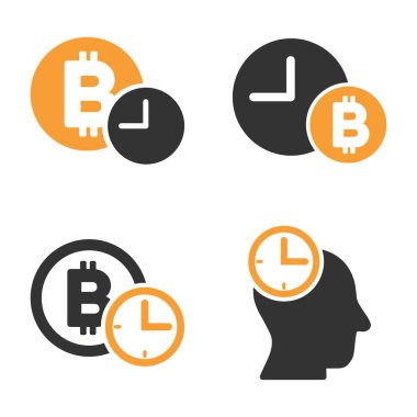 Bitcoin kredi zaman vektör Icon Set