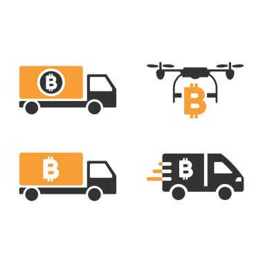 Bitcoin teslimat vektör Icon Set