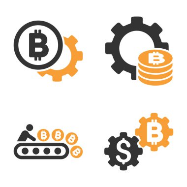 Bitcoin fabrika vektör Icon Set