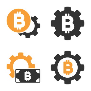 Bitcoin dişli vektör Icon Set