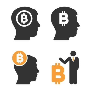 Bitcoin zihin vektör Icon Set