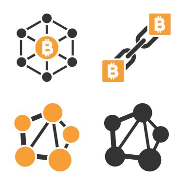 Bitcoin Net bağlantılar vektör Icon Set