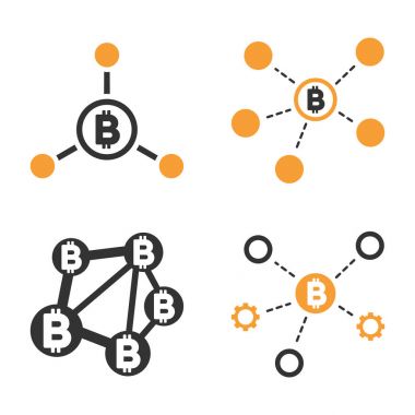 Bitcoin ağ vektör Icon Set