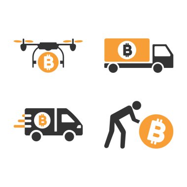 Bitcoin ulaşım vektör Icon Set