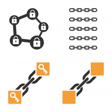Blockchain vektör Icon set
