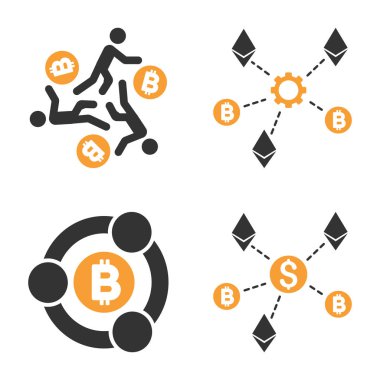 Cryptocurrency işbirliği vektör Icon Set