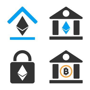 Ethereum banka vektör Icon Set