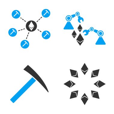 Ethereum madeni vektör Icon Set