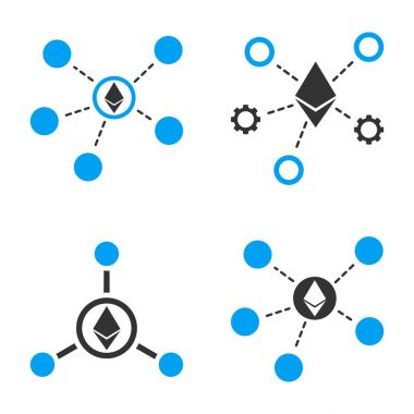 Ethereum Net bağlantılar vektör Icon Set