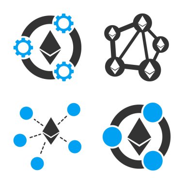 Ethereum ağ vektör Icon Set