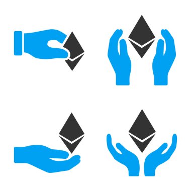 Ethereum Offfer eller vektör Icon Set