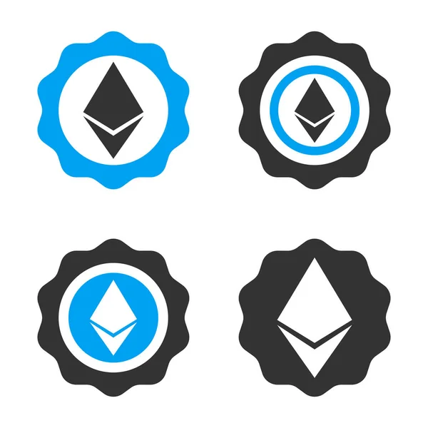 Conjunto de ícones de vetor de selo de selo Ethereum —  Vetores de Stock