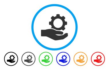 Mühendislik hizmeti dişli el yuvarlak simgesi