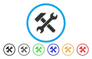 Çekiç ve anahtar yuvarlak simgesine