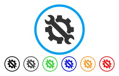 İngiliz anahtarı ve dişli kurulum araçları yuvarlak simge