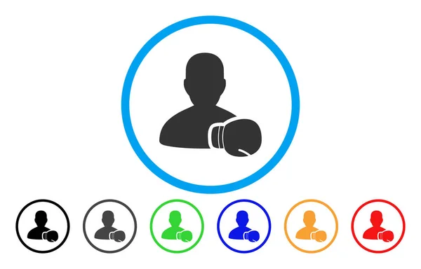 Boksen sportman afgeronde pictogram — Stockvector