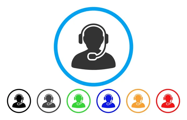 Call Center werknemers afgeronde pictogram — Stockvector