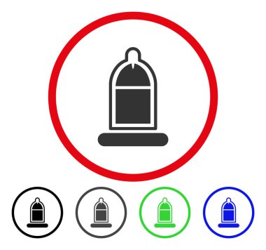 Protected Penis With Condom Rounded Vector Icon