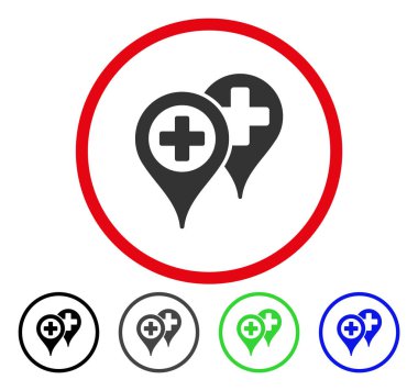 Hastane harita işaretleri yuvarlak vektör simgesi