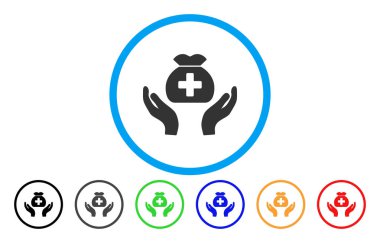 Sağlık fonu bakım el yuvarlak vektör simgesi