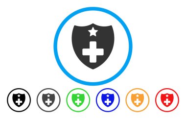 Tıbbi Sigorta kalkan yuvarlak vektör simgesi
