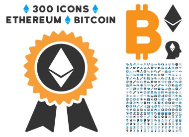 Ethereum ödül mühür simgesiyle düz