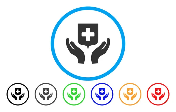 Medical Shield Care Hands Rounded Vector Icon — Stock Vector