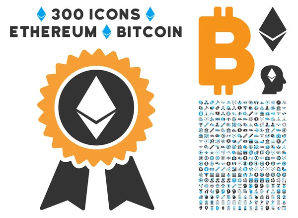 Ethereum ödül mühür simgesiyle düz