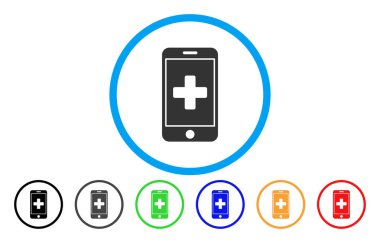 Mobil tıp yuvarlak vektör simgesi