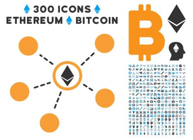 Düz simge seti ile Ethereum ağ bağlantıları