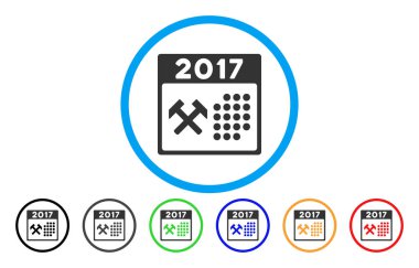 2017 çalışma günü yuvarlak simge takvim