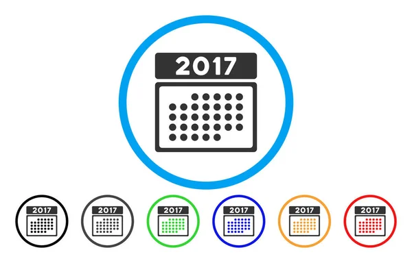 2017 Mese Calendario Icona arrotondata — Vettoriale Stock