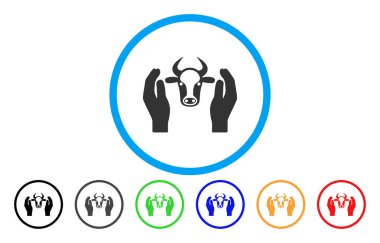 İnek baş eller yuvarlak simge bakım