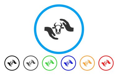 İnek koruma eller yuvarlak simge