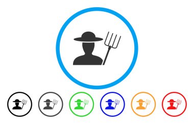 Çiftçi dirgen ile simge yuvarlak