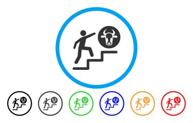 Yuvarlak simge inek için tırmanma kişi