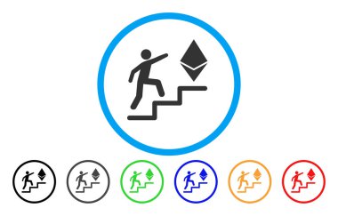 Kişi merdiven-e doğru Ethereum yuvarlak simge