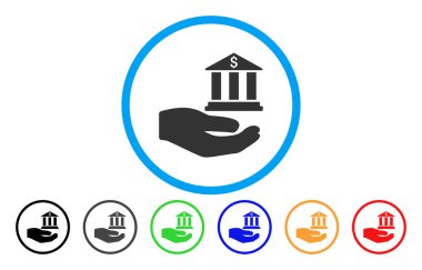 Banka hizmet el yuvarlak simgesi