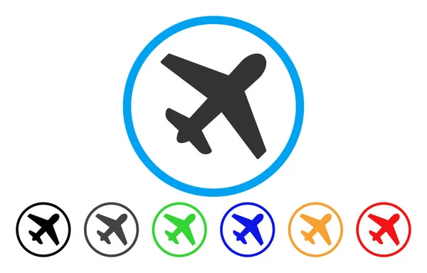 Vliegtuig afgeronde pictogram — Stockvector