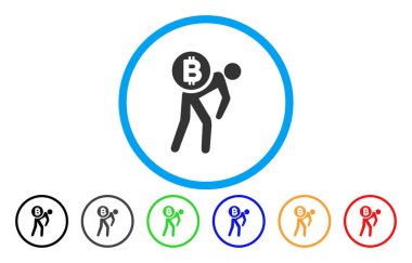 Bitcoin kurye adam düz simgesi