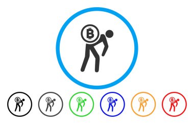 Bitcoin kurye kişi düz simgesi