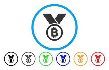 Bitcoin madalya şeritler düz simgesiyle