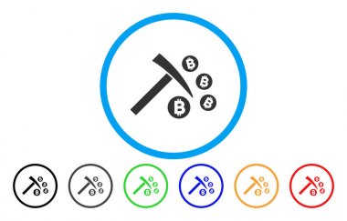 Bitcoin madencilik çekiç düz simgesi