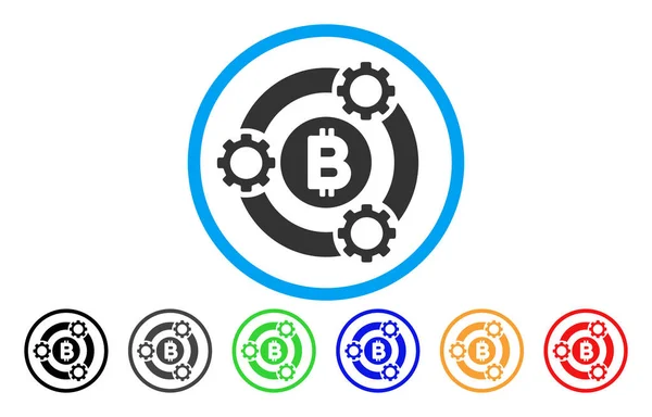 Bitcoin πισίνα συνεργασία επίπεδη εικονίδιο — Διανυσματικό Αρχείο