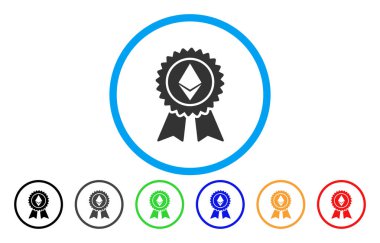 Ethereum ödül mühür düz simgesi